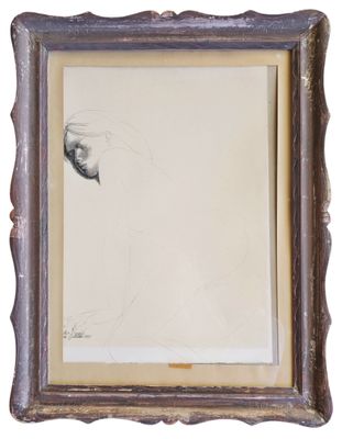 an image of a drawing of a woman ' s face in a frame
