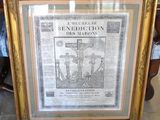 an old framed picture of a crucif cross with a man on the cross