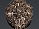 an image of a metal badge with an eagle on top of it