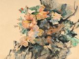 une peinture de fleurs dans un vase sur une table