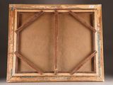 an old wooden picture frame with a window in the middle