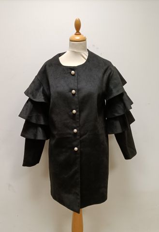 MOLLY BRACKEN – Manteau noir en polyester, manches bouffantes, bo