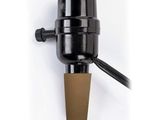 a black pipe with a brown handle on a white background
