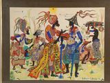 painting of a group of people dressed in traditional african clothing