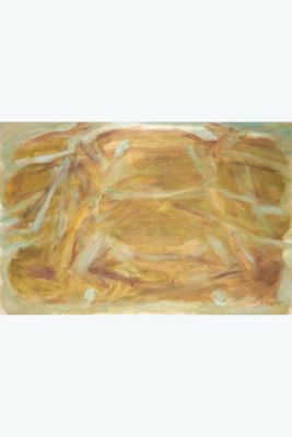 a painting of a piece of bread on a table