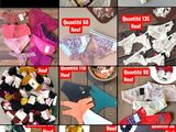 un collage de photos de vêtements et d'autres objets posés sur une table