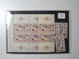 a picture of a set of stamps with a picture of a plane on them
