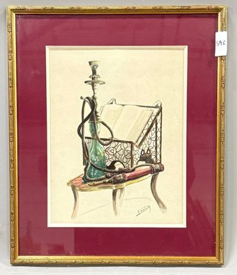 tableau représentant une femme assise sur une chaise, une pipe à la main