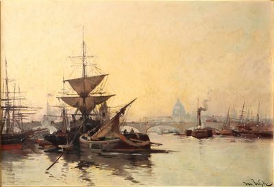 Henri VAN WYK (1833-?) Vue de ville au bord de l'eau - Photo 1