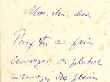 une vieille lettre manuscrite, écrite à l'encre bleue sur un morceau de papier