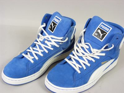 Baskets montantes Puma bleu suédé avec lacets blancs