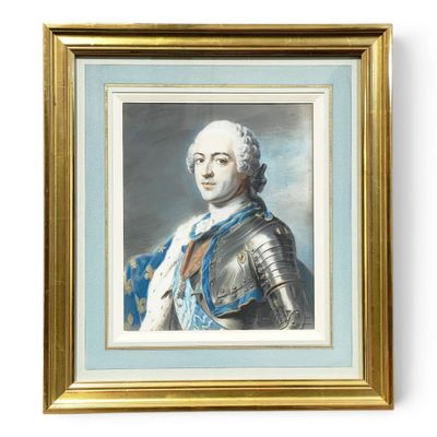 un tableau représentant un homme en armure, dans un cadre doré