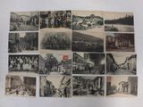 several old black and white photographs of people and buildings