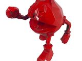 un robot rouge posé sur une surface blanche