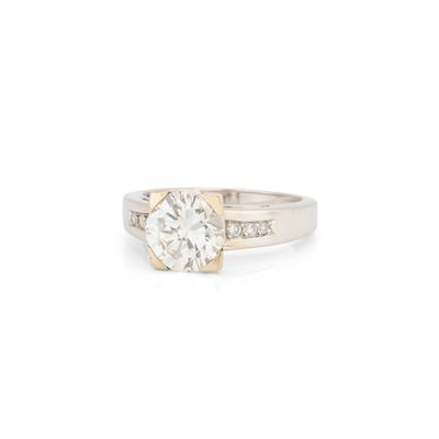 FROJO Bague solitaire en or gris 750‰ ornée d'un diamant tai…