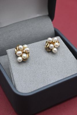 Boucles d'oreilles en or 9K 375 millièmes, sertie de perles …