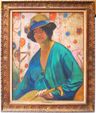 Léon DETROY (1857-1955)  
Portrait de Madame Detroy 
Huile sur to...
