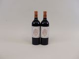 deux bouteilles de vin rouge posées l'une à côté de l'autre sur une surface blanche