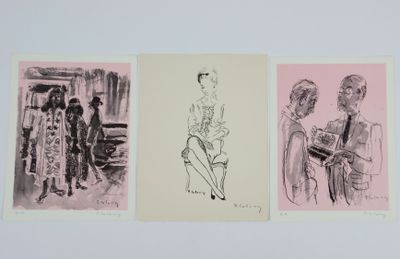 Réunion de trois lithographies :