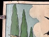 a picture of a painting of a bird flying in the sky