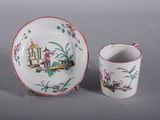 a cup and saucer sitting next to each other on a table