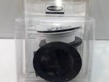 a close up of a black and white object in a clear box