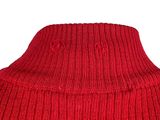 the back view of a red sweater with buttons on it