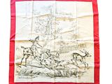 a picture of a scarf with a drawing of a man on a horse
