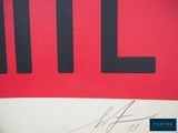 a picture of a red and white sign with the word hell on it