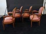 a set of six chairs with pink upholstered upholstered upholstered upholstered uphol