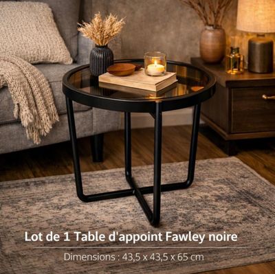 Une table d'appoint fawley noir plateau, miroir neuve
