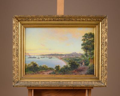 a picture of a painting hanging on a easel