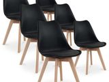 lot de six chaises de salle à manger noires à pieds en bois