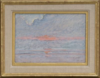 an image of a painting of a sunset over a body of water