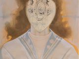 an image of a painting of a woman with a face in the middle of her head