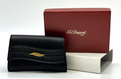 ST DUPONT. Porte-monnaies en box noir et épi, bijouterie en …