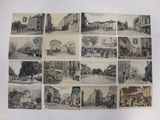 several old black and white photographs of a city street