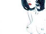 an image of a drawing of a woman with a big breast