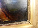 une photo d'un tableau représentant une femme assise sur un banc