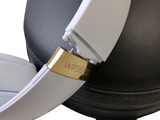 a pair of headphones sitting on top of a black case