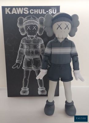 une photo d'une poupée Kaws Chul-Su à côté d'un livre