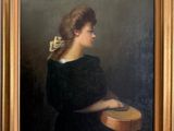 portrait of a young woman with a guitar by person