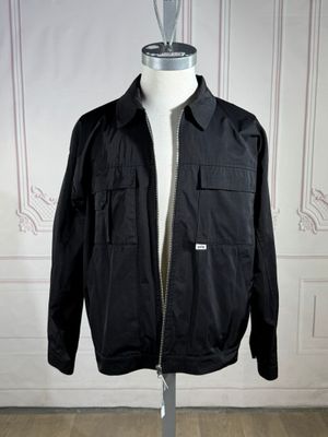 ARTE - Blouson en polyester et coton noir, petit col sur fer…