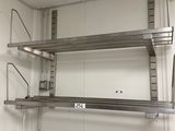 a metal shelf in the middle of a room
