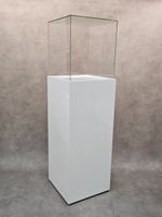 Vitrine de présentation en bois laqué blanc et verre.