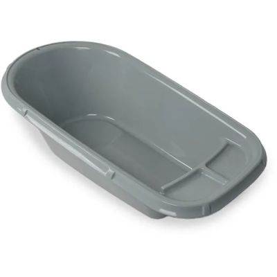 un bac en plastique gris avec un couvercle, sur fond blanc