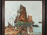 an image of a painting of a boat in a body of water