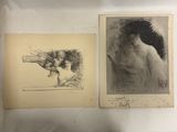 deux dessins représentant une femme et un homme tenant un livre