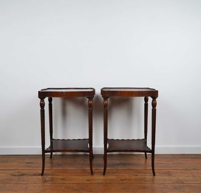pair of antique mahogany side tables