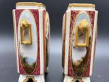 pair of antique french hand painted porcelain cabinet doors